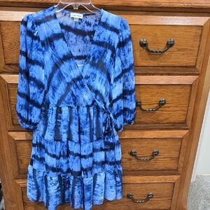 Calvin Klein Vibrant Blue Patterned Dress